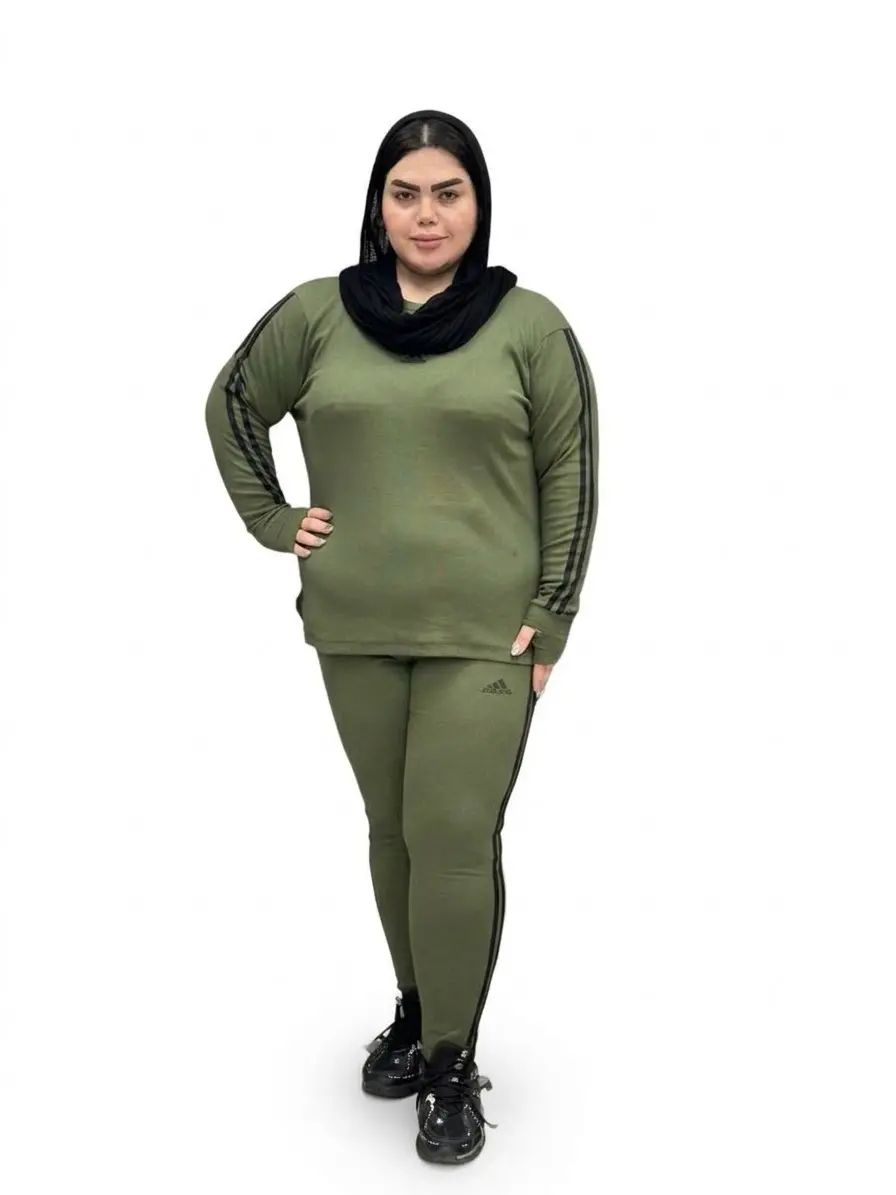 ست بلوز و شلوار سایز بزرگ زنانه طرح آدیداس دو مغزی کش